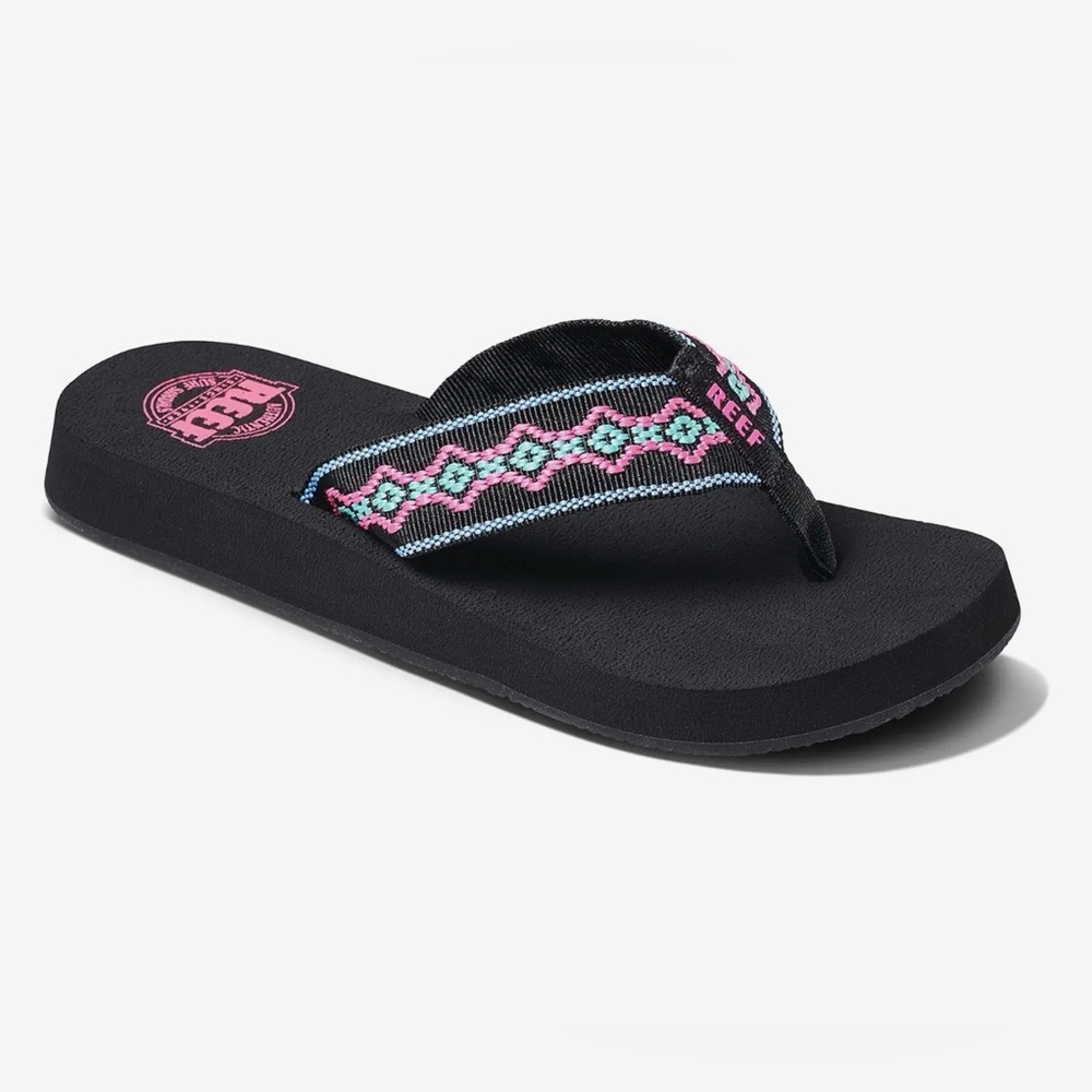 Reef Sandy Flip Flop Sandals, Black Neon, NWT, Women’s Multiple